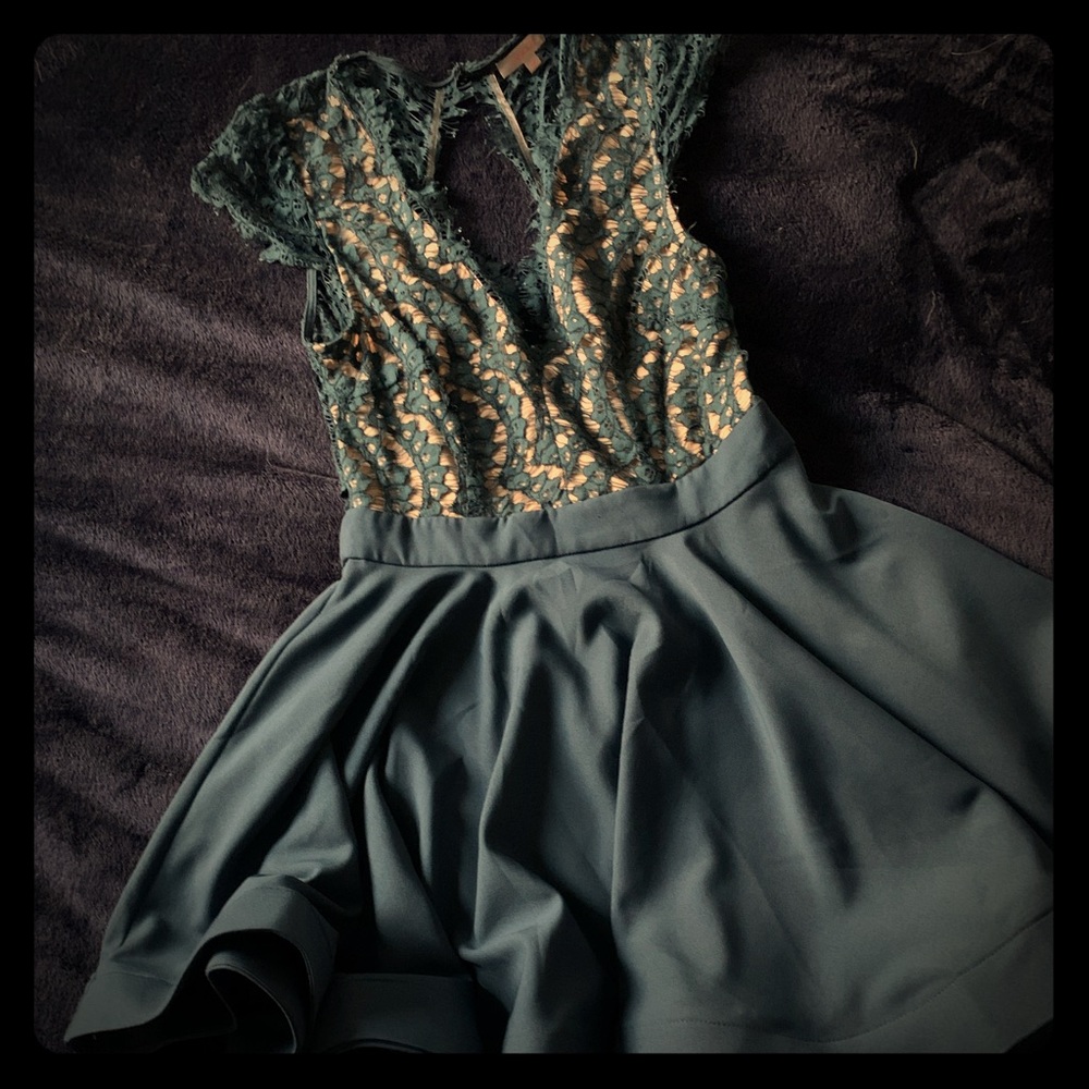 Teal lace dress